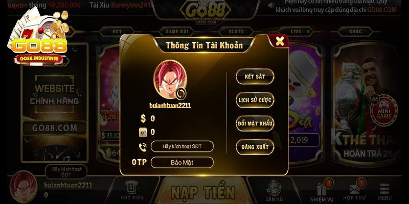 Điều kiện quan trọng khi muốn nạp tiền GO88