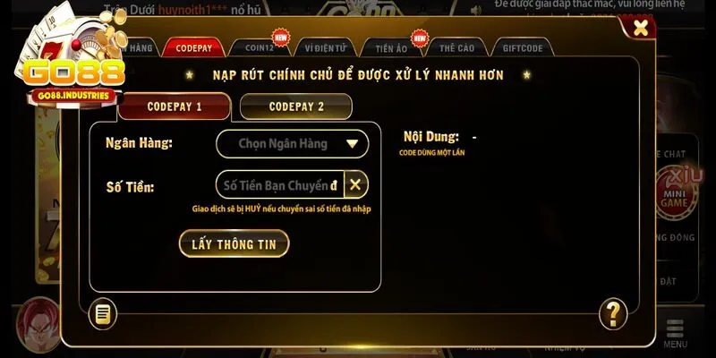 Bị ngăn chặn nạp tiền tại cổng game GO88